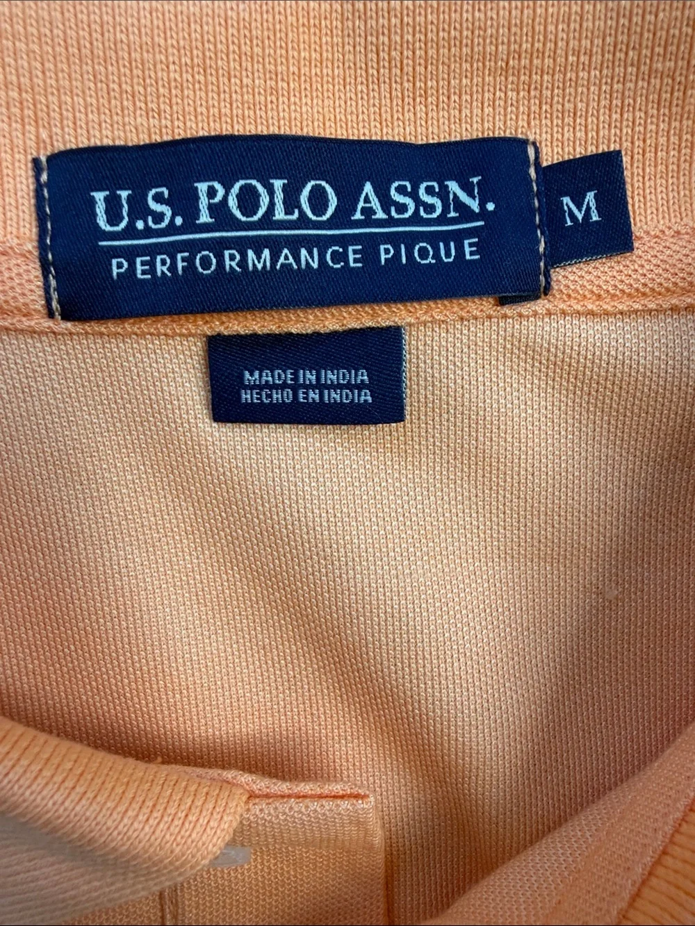 U.S. Polo Assn. Men’s Performance Pique Polo Shirt Peach Size M NWT